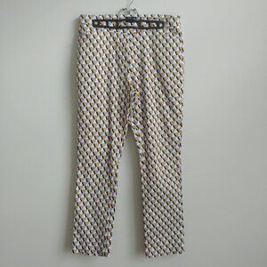 Zilch Amsterdam geometric pattern cotton tapered pants yellow grey white Large